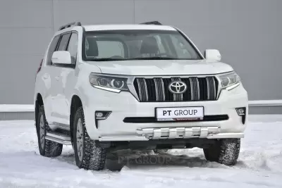 Защита переднего бампера двойная с зубьями O63/63мм (НПС) Toyota LAND CRUISER PRADO 150 2017- от Интернет-Магазина Autoboks.kz