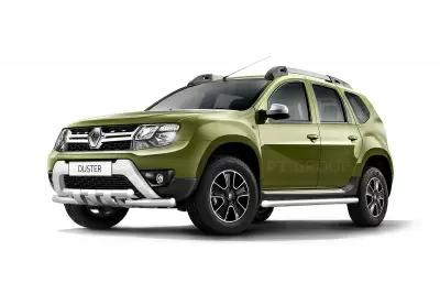 Защита переднего бампера двойная с зубьями O63/63мм (НПС - нерж.) на Renault DUSTER с 2012 от Интернет-Магазина Autoboks.kz