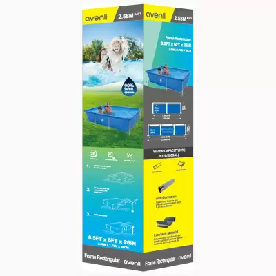 Бассейн каркасный Avenli 17805 со стальным каркасом, 258x179x66 см