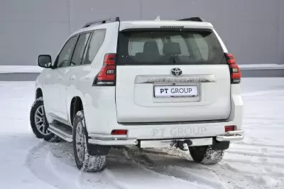Защита заднего бампера двойная угловая O63/38мм (НПС) Toyota LAND CRUISER PRADO 150 2017-