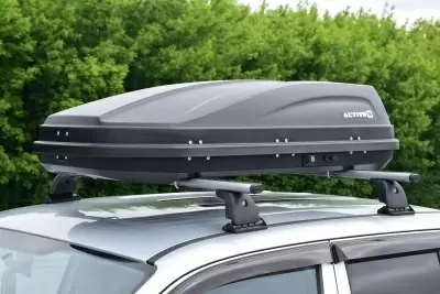 Автобокс на крышу PT-Group Аэродинамический "ACTIVE S"  Черный ДВУСТОРОННЕЕ открывание от интернет-магазина AUTOBOKS.kz. 