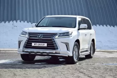 Защита переднего бампера двойная с пластинами 63/63мм (НПС - нерж.) LEXUS 450D с 2015 от Интернет-Магазина Autoboks.kz