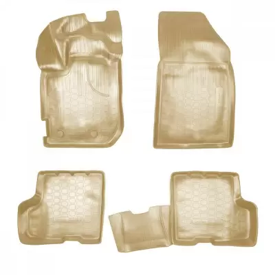 Коврики салонные для Renault Duster HJD 3D (2018) (версия с ящиком под сиденьем) EVRO (бежевый)