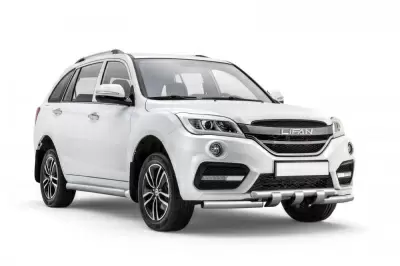 Защита переднего бампера двойная с каплями O63/63 мм (НПС - нерж.) LIFAN X60 с 2017