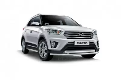 Защита переднего бампера двойная O63/63 мм (НПС - нерж.) Hyundai CRETA 2016