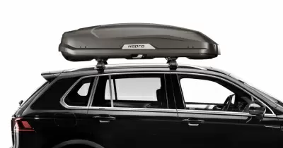 Автобокс Hapro Trivor 440 (440 л) черный матовый антрацит двустороннее от интернет-магазина AUTOBOKS.kz. 