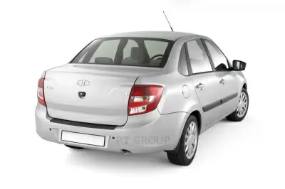 Накладка на задний бампер (ABS, черное тиснение) на LADA Granta с 2011