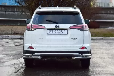 Защита заднего бампера двойная угловая O63/51мм (НПС) Toyota RAV4 2016- от Интернет-Магазина Autoboks.kz