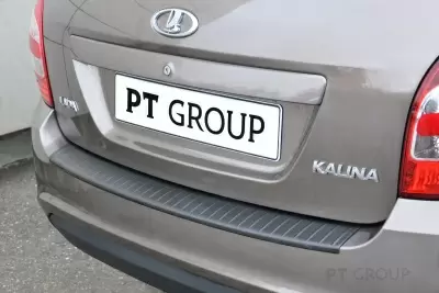 Накладка на задний бампер (ABS, черное тиснение) LADA KALINA Cross / KALINA II универсал с 2013 на автомобиль от Интернет-Магазина Autoboks.kz