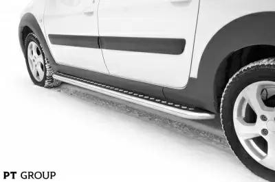 Защита порогов с алюминиевой площадкой O51 мм (НПС) LADA Largus Cross c 2015 от интернет-магазина AUTOBOKS.kz. 