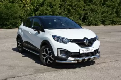 Защита порогов с алюминиевой площадкой (НПС - нерж.) Renault KAPTUR с 2016 от интернет-магазина AUTOBOKS.kz. 