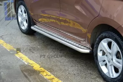 Защита порогов с алюминиевой площадкой O51 мм (НПС) LADA XRAY c 2016 от интернет-магазина AUTOBOKS.kz. 