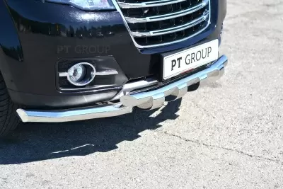 Защита переднего бампера двойная с зубьями O63/63 мм (НПС) Great Wall HOVER H3 с 2017 от Интернет-Магазина Autoboks.kz