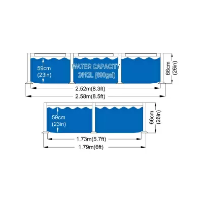 Бассейн каркасный Avenli 17805 со стальным каркасом, 258x179x66 см