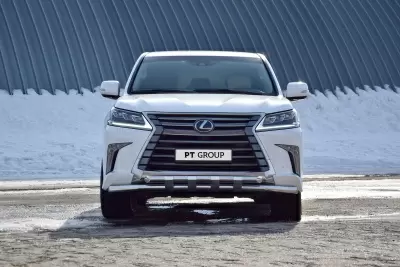 Защита переднего бампера двойная с пластинами 63/63мм (НПС - нерж.) LEXUS 450D с 2015 от Интернет-Магазина Autoboks.kz