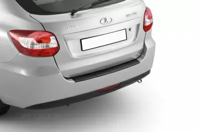 Накладка на задний бампер (ABS, черное тиснение) на LADA Granta лифтбек с 2014 на автомобиль от Интернет-Магазина Autoboks.kz