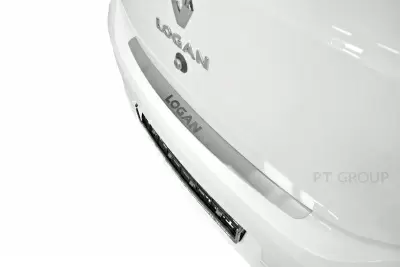 Накладка на задний бампер (НПС - нерж.) Renault LOGAN с 2014 на автомобиль от Интернет-Магазина Autoboks.kz