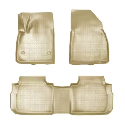 Коврики салонные для Cadillac XT6 3D (2019) (1 и 2 ряд 6 мест) (бежевый)