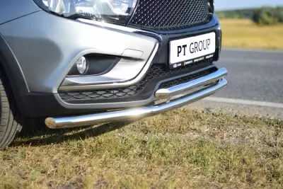 Защита переднего бампера двойная O51/51 мм (НПС) LADA Vesta SW Cross с 2017 от Интернет-Магазина Autoboks.kz