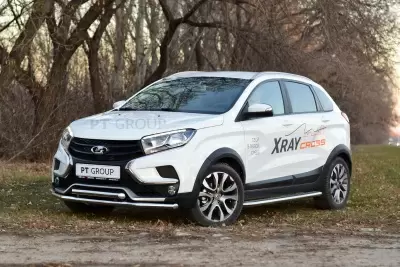 Защита порогов с алюминиевой площадкой O51мм (НПС) LADA XRAY Cross c 2018 от интернет-магазина AUTOBOKS.kz. 