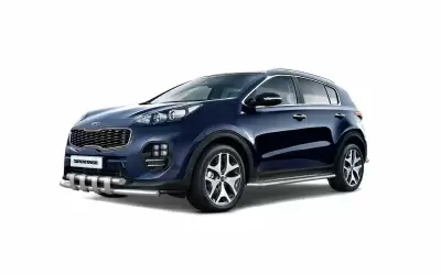 Защита переднего бампера двойная с пластинами O63/63мм (НПС) KIA Sportage 2016- от Интернет-Магазина Autoboks.kz