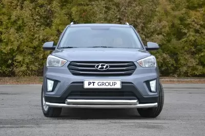 Защита переднего бампера двойная O63/63 мм (НПС - нерж.) Hyundai CRETA 2016 от Интернет-Магазина Autoboks.kz