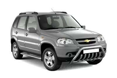 Защита порогов с алюминиевой площадкой O51 мм (НПС) Chevrolet NIVA с 2009 от интернет-магазина AUTOBOKS.kz. 