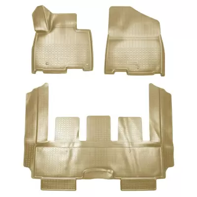 Коврики салонные для Kia Carnival IV 3D (2020) (1, 2 ряд 7-ми местная версия) (бежевый)