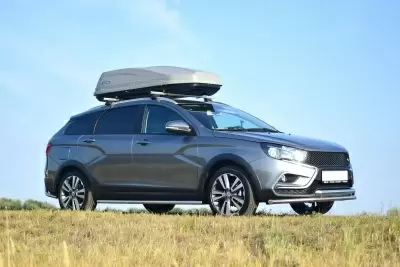 Автобокс на крышу PT-Group Аэродинамический "ACTIVE М" Серый ДВУСТОРОННЕЕ открывание от интернет-магазина AUTOBOKS.kz. 