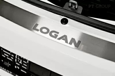 Накладка на задний бампер (НПС - нерж.) Renault LOGAN с 2014 на автомобиль от Интернет-Магазина Autoboks.kz