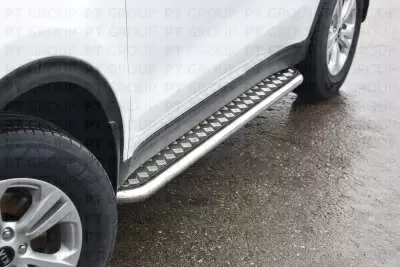 Защита порогов с алюм. площадкой O51мм (НПС) KIA Sportage с 2016 от интернет-магазина AUTOBOKS.kz. 