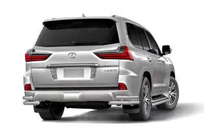 Защита заднего бампера двойная угловая 63/51 мм (НПС - нерж.) LEXUS 450D с 2015
