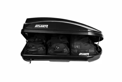 Автобокс Atlant Breeze L Carbon 350л чёрный карбон (двухсторонний) от интернет-магазина AUTOBOKS.kz. 