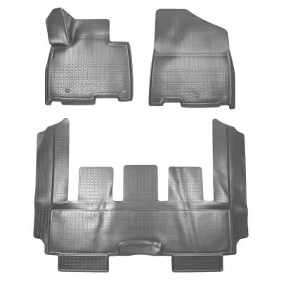 Коврики салонные для Kia Carnival IV 3D (2020) (1, 2 ряд 7-ми местная версия) (серый)