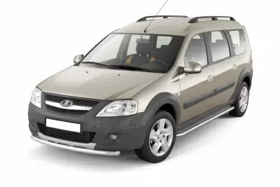 Защита порогов с алюминиевой площадкой O51 мм (НПС) LADA Largus Cross c 2015 от интернет-магазина AUTOBOKS.kz. 