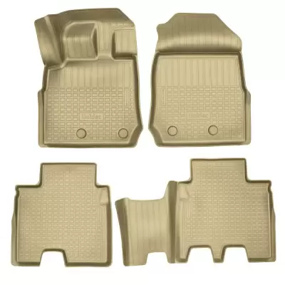 Коврики салонные для Isuzu MU-X II (2020) (1 и 2 ряд) (бежевый)