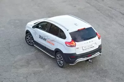 Защита порогов с алюминиевой площадкой O51мм (НПС) LADA XRAY Cross c 2018 от интернет-магазина AUTOBOKS.kz. 