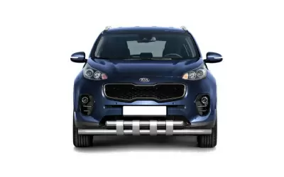 Защита переднего бампера двойная с пластинами O63/63мм (НПС) KIA Sportage 2016-