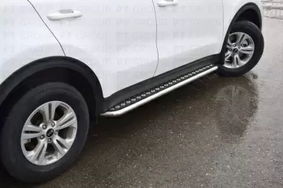 Защита порогов с алюм. площадкой O51мм (НПС) KIA Sportage с 2016 от интернет-магазина AUTOBOKS.kz. 