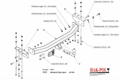 Фаркоп Imiola Y/015 для Mitsubishi Pajero Sport 1998-2008 от Интернет-Магазина Autoboks.kz