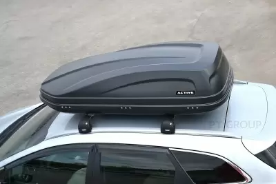 Автобокс на крышу PT-Group Аэродинамический "ACTIVE М" Черный ДВУСТОРОННЕЕ открывание от интернет-магазина AUTOBOKS.kz. 
