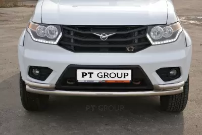 Защита переднего бампера двойная с углами O63/51 мм (НПС) УАЗ Патриот с 2014 от Интернет-Магазина Autoboks.kz