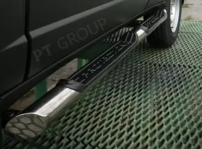 Защита порогов с накладками O76 мм (НПС) Chevrolet NIVA с 2009 от интернет-магазина AUTOBOKS.kz. 