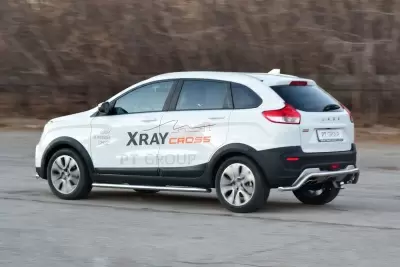 Защита порогов с алюминиевой площадкой O51мм (НПС) LADA XRAY Cross c 2018 от интернет-магазина AUTOBOKS.kz. 