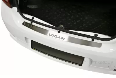 Накладка на задний бампер (НПС - нерж.) Renault LOGAN с 2014 на автомобиль от Интернет-Магазина Autoboks.kz