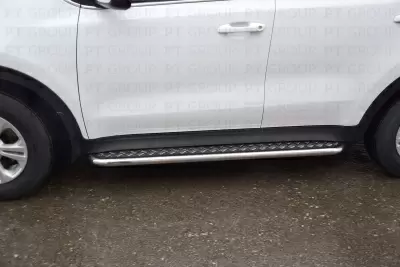 Защита порогов с алюм. площадкой O51мм (НПС) KIA Sportage с 2016 от интернет-магазина AUTOBOKS.kz. 