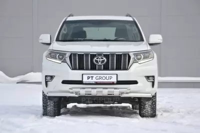 Защита переднего бампера двойная с зубьями O63/63мм (НПС) Toyota LAND CRUISER PRADO 150 2017-