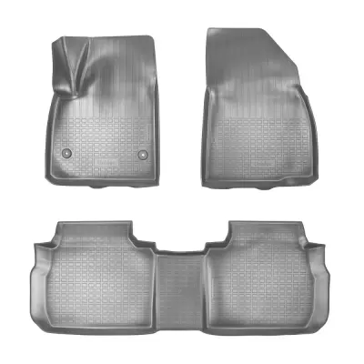 Коврики салонные для Cadillac XT6 3D (2019) (1 и 2 ряд 6 мест) (серый)