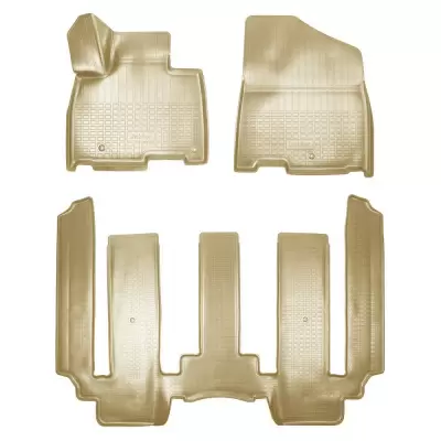 Коврики салонные для Kia Carnival IV 3D (2020) (1, 2 ряд 8-ми местная версия) (бежевый)