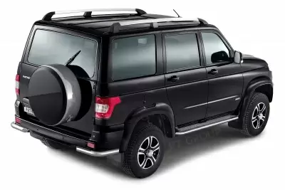 Защита порогов с алюминиевой площадкой O51мм (НПС - нерж.) УАЗ Патриот с 2014 от интернет-магазина AUTOBOKS.kz. 